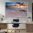 Sea Ocean Sunset Beach Wall Art Canvas Print