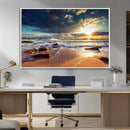 Golden Hour Beach Sunset Canvas Triptych, Ocean Waves and by MyGreatCanvas | Canvas Wall Art Prints | Photo Prints & Wall Decor