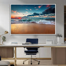 Sunset on Beach Wall Art Ocean Beach Canvas Print