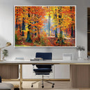 Autumn Red Forest Triptych Canvas Wall Art Print, Forest