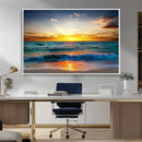 Vibrant Ocean Sunrise Over Golden Beach Waves, Giclee Canvas by MyGreatCanvas | Canvas Wall Art Prints | Photo Prints & Wall Decor