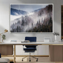 Beautiful Rising Fog in Winter Mountain Landscape- Framed