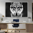 Black and White Wild Wolf Wall Art Canvas Print