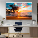 Palm Tree Sunset On The Beach Wall Art Canvas, Framed Palm by MyGreatCanvas | Canvas Wall Art Prints | Photo Prints & Wall Decor