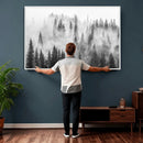 Forest Wall Art Print | Foggy Pine Forest Canvas Wall Art -