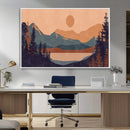 Modern Boho Sunset Canvas Print, Mountain Landscape Triptych