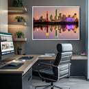 Colorful Dallas City Lights Night Skyline Wall Art Print