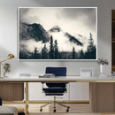 Forest Mountain Print - Black and White Canvas Wall Art with