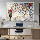 Banksy Art Butterfly Girl Explosion Canvas Art – Vibrant