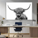 Grayscale Scottish Highland Cow Cattle Art Print Farmhouse by MyGreatCanvas | Canvas Wall Art Prints | Photo Prints & Wall Decor