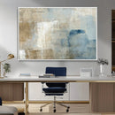 Abstract Blue and Beige Wall Art, Modern Minimalist Canvas