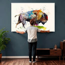 Abstract Buffalo Wall Art, Western Watercolor Bison Canvas