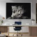 Lion Couple Wall Art Canvas Print – Elegant Black and White