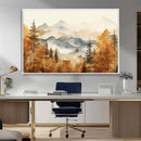Golden Autumn Forest Wall Art Canvas | Mountain Landscape