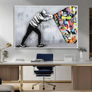 Banksy Art Behind the Curtain Street Wall Art Canvas Print |