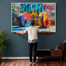 Fitness Gym Barbell Graffiti Wall Art Canvas Print