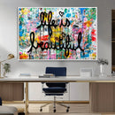 Life Beautiful Art Print - Banksy Graffiti Wall Art Canvas by MyGreatCanvas | Canvas Wall Art Prints | Photo Prints & Wall Decor