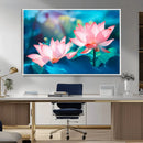 Pink Lotus Flower Canvas Wall Art | Vibrant Floral Wall