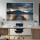 Mountain Lake Wood Pier Canvas Wall Art Nature Lake Print