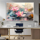 Lotus Flower Wall Art | 3-Panel Giclee Canvas Print of Pink