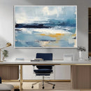 Abstract Ocean Canvas Wall Art - Coastal Blue and Gold
