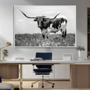 Texas Black White Highland Longhorn Cow Wall Art Canvas by MyGreatCanvas | Canvas Wall Art Prints | Photo Prints & Wall Decor