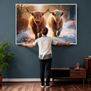 Scottish Highland Cow Horn Farm Wall Art Canvas Print