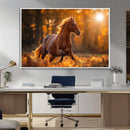 Running Horse Sunset Forest Wall Art Canvas Print