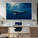 Whale under Ocean Wall Art Canvas Print