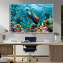 Sea Turtle and Coral Reef Triptych Wall Art – Vibrant