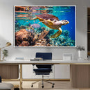 Sea Turtle Wall Art Canvas Print – Vibrant Ocean Coral Reef
