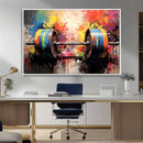 Weightlifting Barbell Art Triptych, Bold Abstract Fitness