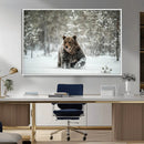 Grizzly Bear Wall Art – Framed Snowy Forest Canvas Artwork, by MyGreatCanvas | Canvas Wall Art Prints | Photo Prints & Wall Decor