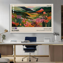 Yayoi Kusama Abstract Print, Vibrant Floral Mountain Art