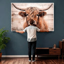 Vintage Scottish Highland Cow Cattle Art Print Farmhouse