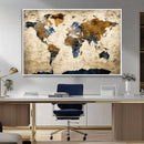 World Map Wall Art – Antique Style Blue and Brown Map Canvas by MyGreatCanvas | Canvas Wall Art Prints | Photo Prints & Wall Decor