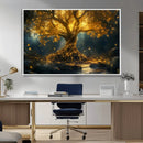 Golden Tree of Life Canvas Wall Art Print - Majestic Glowing