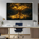 Golden Tree of Life Canvas Wall Art Print - Majestic Glowing