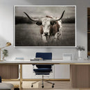 Texas Longhorn Cow Canvas Wall Art Print - Large Rustic