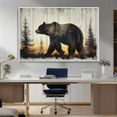 Vintage Bear Wall Art Canvas Print for Farmhouse - Mountain