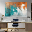Vintage Abstract Print - Bold Teal and Orange Canvas Wall