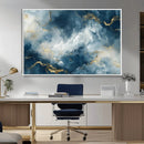 Large Abstract Print - Luxe Blue and Gold Abstract Canvas
