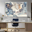 Abstract Blue and Gold Canvas Wall Art - Fluid Modern Ink