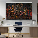 Dark Floral Canvas Wall Art - Moody Botanical Flower Print -