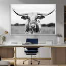 Highland Cow Wall Art Canvas Print – Black and White Western