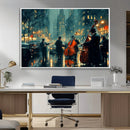 Urban Night Jazz Wall Art Canvas Print – Moody Rain-Soaked