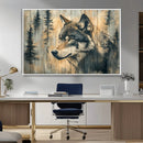 Wood Style Rustic Wolf Wall Art Canvas Print, Vintage