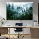 Misty Forest Wall Art Canvas Print – Framed Foggy Mountain