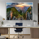 Mountain Sunset Panoramic Wall Art Canvas Print – Framed