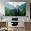Misty Forest Mountain Wall Art Canvas Print – Framed Serene
